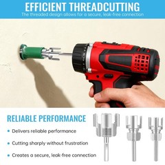 5-Piece Pipe Threading Tool Kit with 1/2&Prime; 3/4&Prime; 1&Prime; Dies, Bolt Extractor, Steel Ca