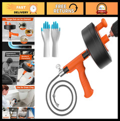 35ft Drain Snake Auger Tool, Heavy Duty Plumbing Clog Remover with Drill Adapter