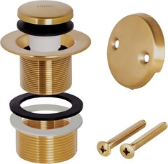 Bathtub Drain Tip-Toe Tub Trim Kit with Two-Hole Overflow Brushed Gold