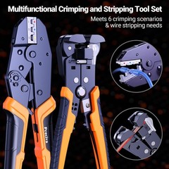 Crimping Tool Kit with 6PCS Crimping Die, Wire Stripper, 285PCS Terminals, for H