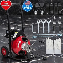 100 ft x 1/2 in Drain Cleaner Machine 250W Portable Sewer Snake Auger Feed Auto