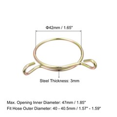 Fuel Line Hose Clips, 5pcs 42mm 65Mn Steel Tubing Spring Clamps