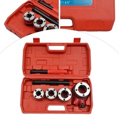 Portable Pipe Threader Set with Case 4 Hinge Plate Heads Pipe Threading Tool Set