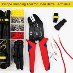 Twippo Crimping Tool with Ratchet, Ratcheting Wire Crimper for Open Red