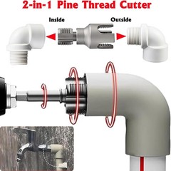PVC Pipe Threader Kit, 3 Piece Set, 1/2&Prime; 3/4&Prime; NPT Sizes, Dual-Function Internal