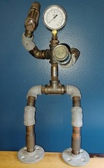 MIXED-METAL PIPE ROBOT ART 6-1/4 POUNDS MODULAR STEAMPUNK TORCH PATINA 1286