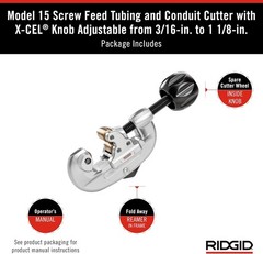 Ridgid 32920 model 15 Screw Feed Tubing Cutter, 3/16&Prime; To 1-1/8&Prime; Tube Cutter