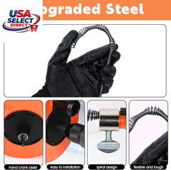 50 Ft Drain Auger, Manual or Drill Powered Plumbing Snake with Gloves