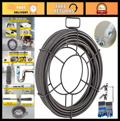 100FT Drain Cleaning Cable 3/8&Prime; Steel Sewer Auger with 4 Cutters for Pipes 2&Prime;-4