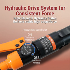 Hydraulic Copper Press Tool, 3 VUS Jaws (1/2&Prime;,3/4&Prime;,1&Prime;), 360&deg; Rotatable Head