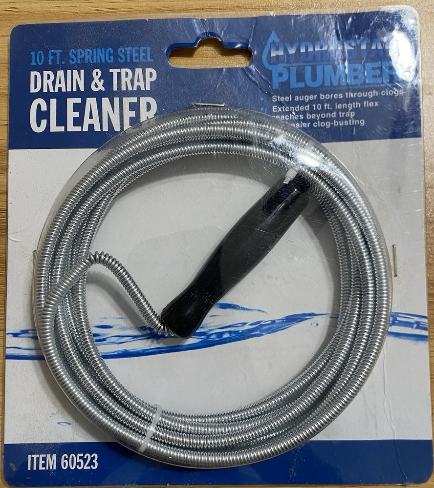 Hydrostar Plumber 10 ft Spring Steel Drain Cleaner, 3/16 in No Core Cable