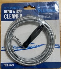 Hydrostar Plumber 10 ft Spring Steel Drain Cleaner, 3/16 in No Core Cable