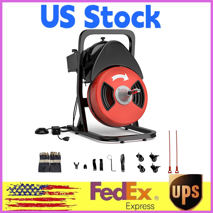 50FTx1/2&Prime;Heavy Duty Drain Cleaner Machine,Portable Electric Auger Sewer Sna 250W