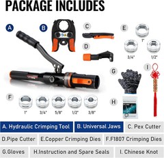 Hydraulic Copper Press Tool, Pex Crimping Tool with 1/2&Prime;, 3/4&Prime;, 1&Prime; Dies for Copp