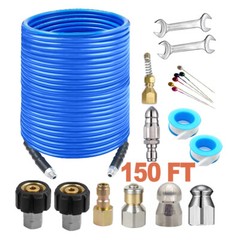 Sewer Jetter Kit 150FT For Pressure Washer, 5800PSI Drain Cleaner Hose 1/4&Prime; NPT