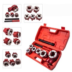 6 Pc Ratchet Pipe Threader Kit Die Bar Head Handle Tool Set 1/4&Prime; 3/4&Prime; w/ 6 Dies
