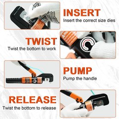 10 Ton Hydraulic Battery Cable Crimper with Spring-Loaded Handle & 9 Dies Bat&hellip;