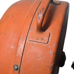 Vintage Hand Crank Drain Auger Snake Reel Industrial Plumber Tool Orange Steel