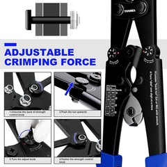 Wire Rope Crimping Tool Kit, Built-in Cutter Swaging Tool, Crimping Loop sleeve