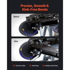 Electric Pipe Bender 750W 6L Hydraulic 3 Dies 180&deg; 1-3/4in