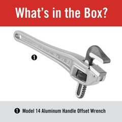 RIDGID 14 in Aluminum Offset Pipe Wrench Narrow Hook Jaw Tight Spaces 2in Wrench