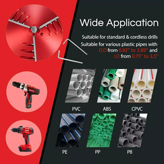 2 in 1 PVC Deburring & Chamfer Tool for PVC / ABS Pipes OD0.92-3.89&Prime; ID0.75-3.5