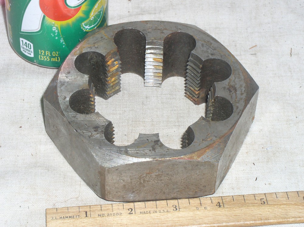 USED 2-7/8-8 IN INCH NPT HEX CARBON STEEL RE-THREADING TAPERED DIE
