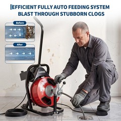 Auto Feed 75 FT x 1/2 In Drain Cleaner Machine 250W Portable Sewer Snake Auger