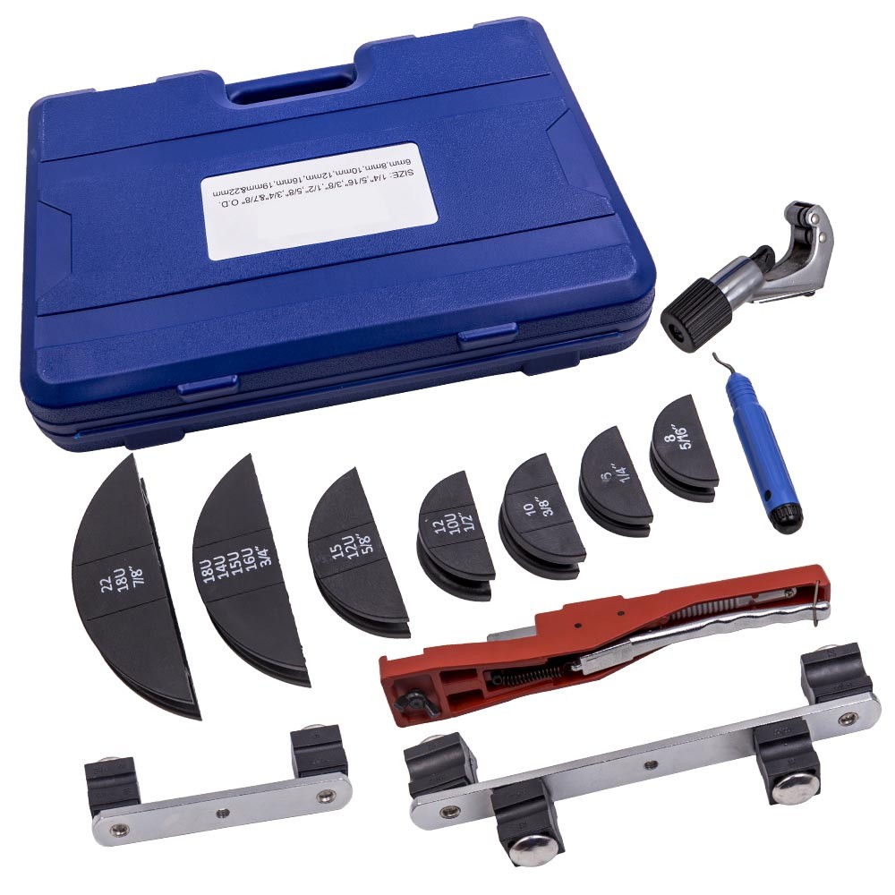 HVAC Ratcheting Pipe Tube Bender Tool Kit 1/2&rdquo; 1/4&Prime;-7/8&Prime; 90&deg; Bending 7 Dies