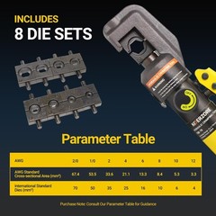 10 Ton Crimping Tool Kit with 8 Dies, Professional Hydraulic Wire Crimper for 12