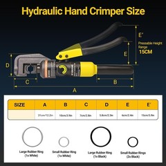 10 Ton Crimping Tool Kit with 8 Dies, Professional Hydraulic Wire Crimper for 12
