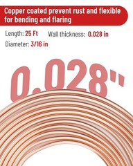 25 ft 3/16in Copper Coated Brake Line Flaring Tool Kit, Includes 3-in-1 Tube &hellip;