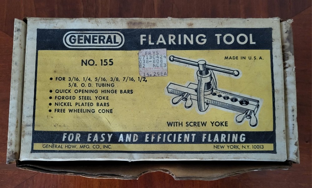 Vintage GENERAL No.155 Flaring Tool 3/16&Prime; thru 5/8&Prime; in Original Box