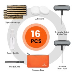 Flat Tire Repair Kit with Plugs 16 Pcs, Heavy Duty Tire Plug Kit for Car, Mot&hellip;