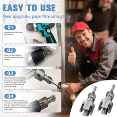 2-Piece Pipe Threading Tool Set &ndash; 1/2&Prime; & 3/4&Prime; Internal & External Threader Di&hellip;