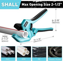 SHALL PVC Pipe Cutter, Cuts up to 2-1/2&Prime;, Heavy-Duty Aluminum Ratchet Pipe Cutte