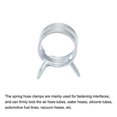 Spring Hose Clamp, 10pcs 65Mn Steel 15mm Low Pressure Air Clip, Zinc Plated