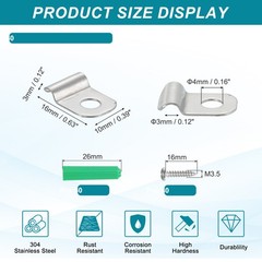 60Pack Stainless Steel Pipe Strap Fit for 1/8in(3mm) Cable U Shape Strap Clamp