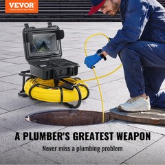 VEVOR Sewer Camera 9&Prime; 1200TVL Monitor HD Drain Pipe Inspection Camera 393ft/120m