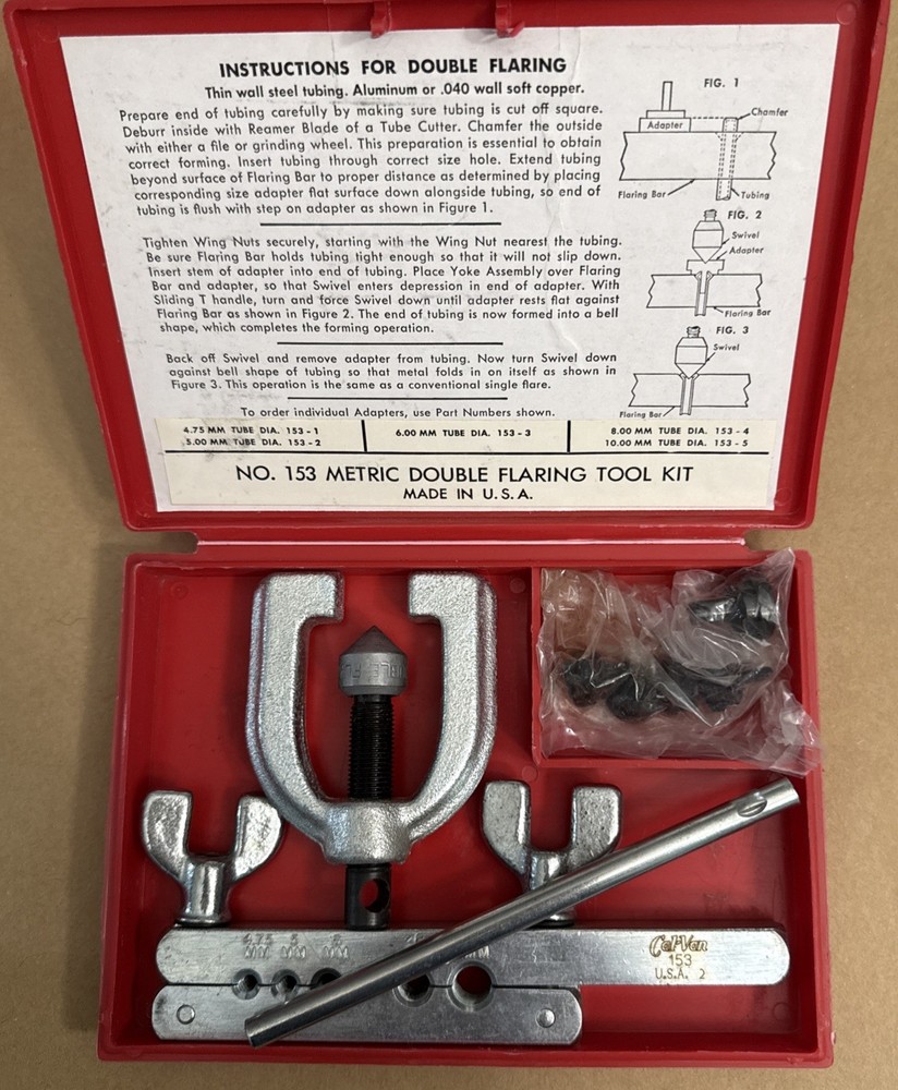 NOS VINTAGE CAL VAN METRIC DOUBLE FLARING TOOL KIT 153 4.75mm To 10mm MADE USA