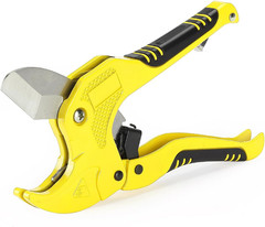 Bates- PVC Pipe Cutter, Cuts up to 1-5/8&Prime;, Black & Yellow Ratcheting PVC Pipe C