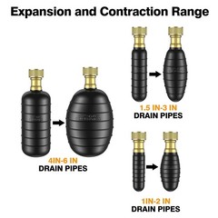 3PCS Drain Cleaning Tool 1-6in Pipe Bladder Kit 40-80 PSI for Sink Shower Sewer