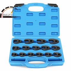 1/2&Prime; & 3/8&Prime;Drive Metric Crows Foot Crowfoot Wrench Set 8-24mm w/ Case 15Pcs Tool