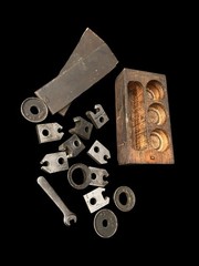 13pc Vintage Adjustable Pipe Threading Stock & Die Set Greenfield Mass. READ