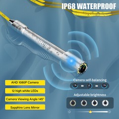 10inch Pipe Inspection Camera 512hz Sonde Self Leveling 50m/164ft Sewer Camera