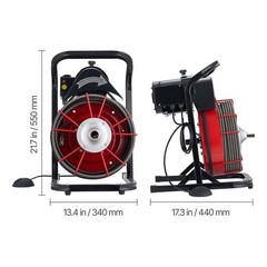 VEVOR Drain Cleaner Machine Drain Auger 75FT x 3/8 Inch Manual Feed & 4 Cutters