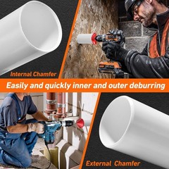 2-in-1 PVC Deburring Tool & Chamfer Tool for Pipe Reaming, OD 0.75&Prime;-4.6&Prime; ID 0.92