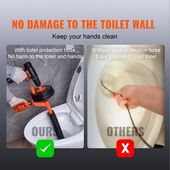 VEVOR Drain Clean 25ft 1/4&Prime; Drum Plumbing Drain Snake Clog Remover Manual-feed