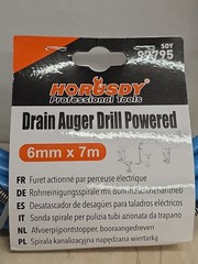 DRILL POWERED AUGER Fast Action Drain Clearing TOOL 6MM X 7M 22&rsquo;11&rdquo;