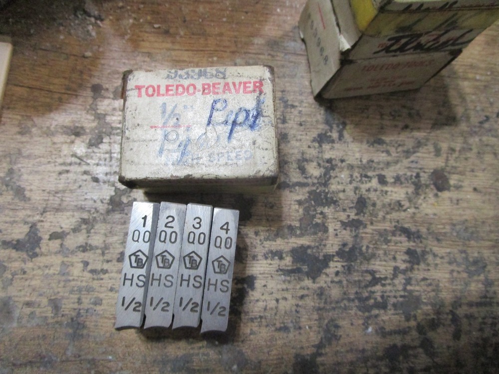 Super Nice Toledo-Beaver 999A Pipe Threader 4 Piece 1/2&Prime; Pipe Die Insert Set USA